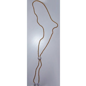 VINTAGE GOLD LARIAT NECKLACE 34" CRYSTAL ADJUST
